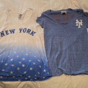 PINK Victoria's Secret Blue and White New York  METS Tank Top And T SHIRT